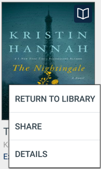 Return options for a title on the app bookshelf. See instructions below