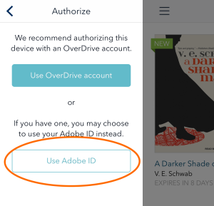Use my Adobe ID button in Settings. See instructions above.