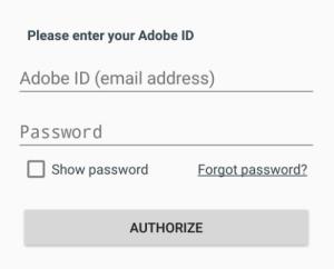 Champs Adobe Authorization (Autorisation Adobe). Voir les instructions ci-dessus